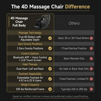 4D Massage Chair Full Body, Zero Gravity Massage Chair with Heat and Foot Massage with Airbags, Kneading, Bluetooth, LCD Touch Control - Black — Comparison
