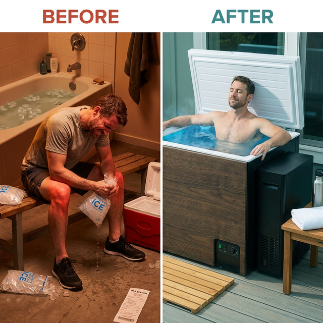 Cold Plunge Tub Engineered for Year-Round Recovery, Built-In Compressor, 33°F Cooling, Ozone Sanitation — Before & After