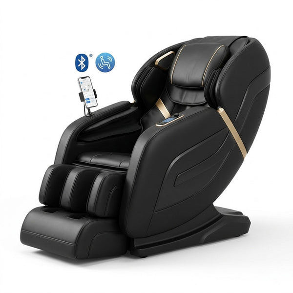 4D Massage Chair Full Body, Zero Gravity Massage Chair with Heat and Foot Massage with Airbags, Kneading, Bluetooth, LCD Touch Control - Black — Studio Shot